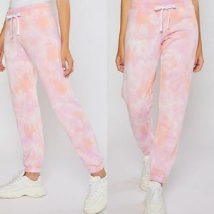 Reflex Tie Dye Cloud Print Jogger Sweatpants in Pink & Orange